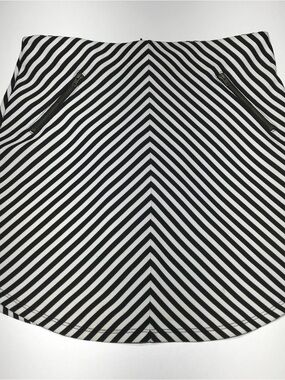 Monteau Los Angeles Skirt Size Large Black White Chevron Zip Pockets